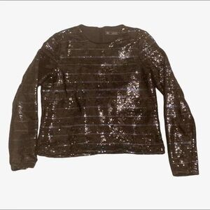 Zara Black Navy Striped Breton Long Sleeve Top